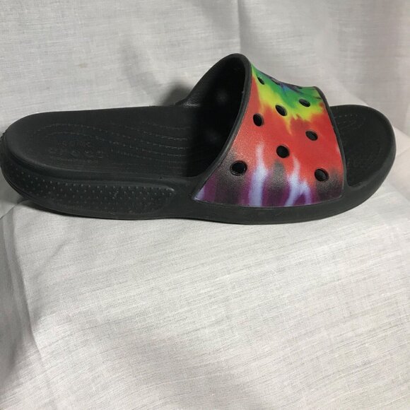 Crocs Tie-Dye Print Iconic Comfort Classic Graphic Slides Woman 6-8 - Picture 6 of 10